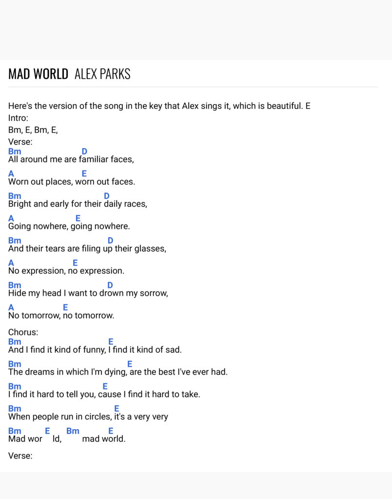 Alex Parks از Mad World